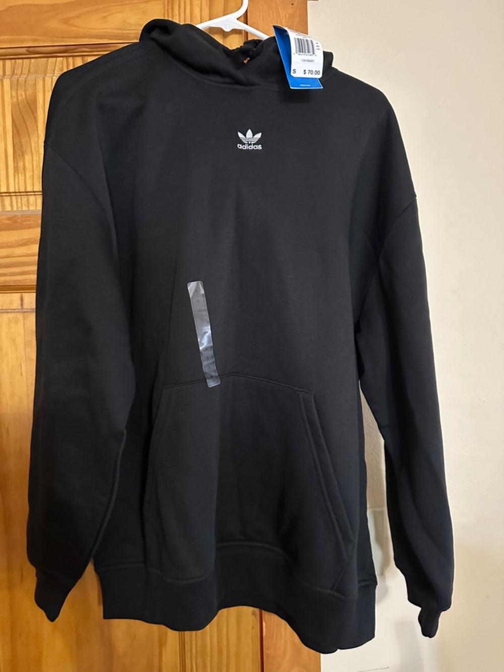 adidas Black Hoodie with Small White Trefoil